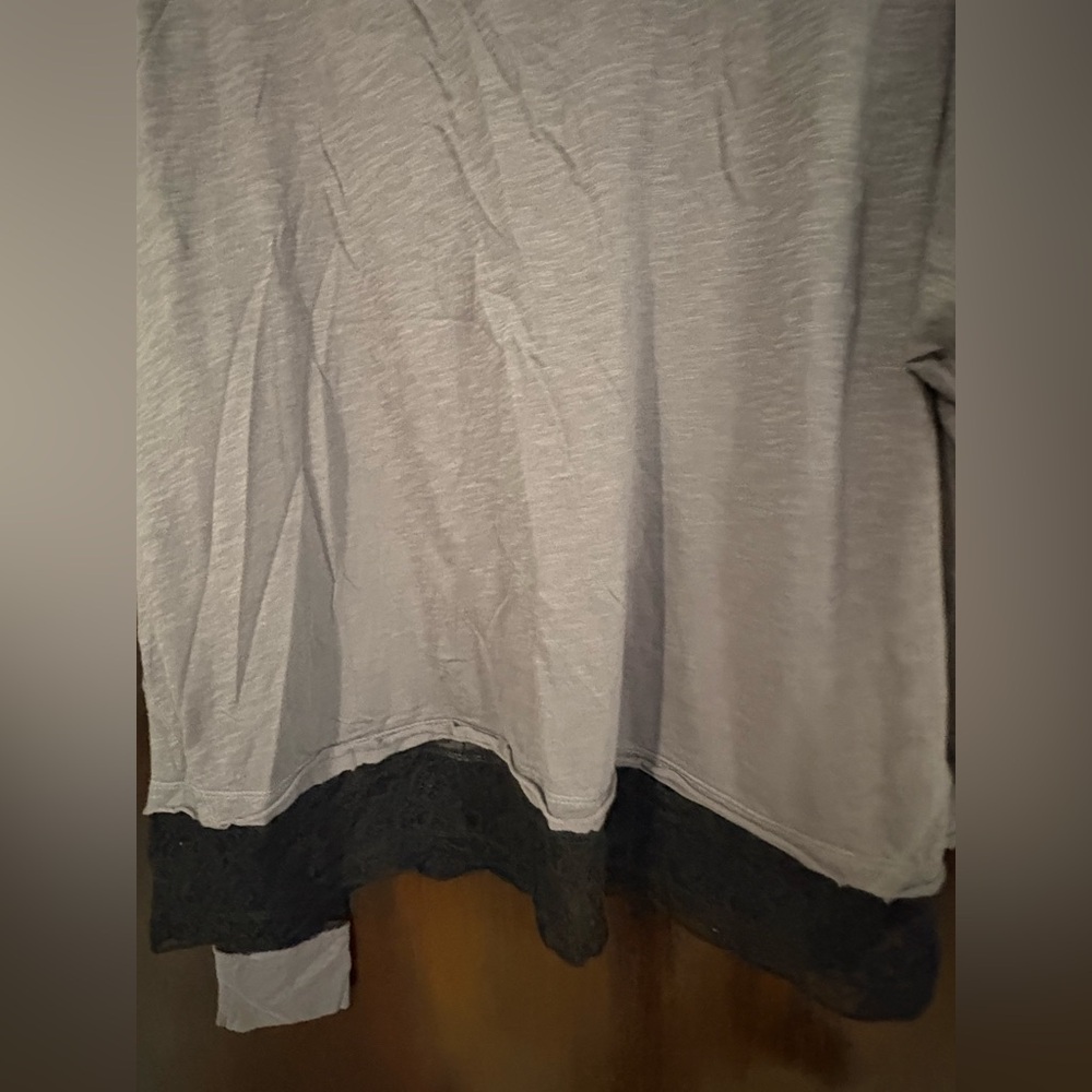 Free People Two-Tone Long Sleeve Tee in Gray and Black - Picture 5 of 11